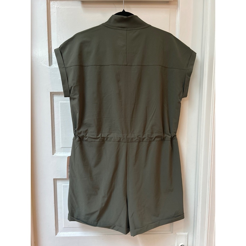 Apana Olive Green Zip Front Activewear Workout Romper Size Medium NEW! - Picture 3 of 5